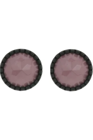 Behave Oorsteker Damers - Rond 2 cm - Zwart met Paars Mauve