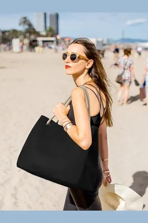 Merkloos Strandtas voor dames, grote strandtas met ritssluiting, XXL, strandtas, badtas, badtas, badtas, badtas