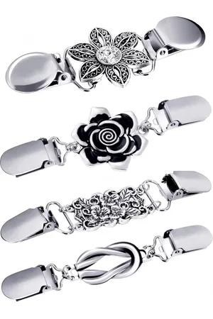 Merkloos 4 Stuks - Broche clip - Vestklem - Vestsluiting - Vestclip dames - Vestsluiting Dames - Vestspeld - Vestclip - Clip Met Haakje - Broche - Ketting - Blouse - Gebreide Jas - Jurken - Jas - Antislip Vaste Gesp - 4 Stijlen