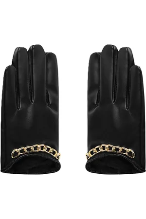 Merkloos Dames Handschoenen leder met sierketting