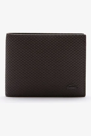 Lacoste Chantaco small billfold + ID slot heren piquéleer - ganache