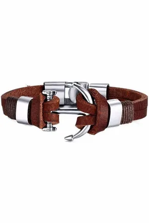 Montebello Armband Burcin Brown - PU Leer - Messing - Anker - 20cm