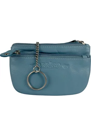 ARRIGO BELLO Sleuteletui met rits – Kleine portemonnee – Portemonnee Dames – Soepel Leer - - Blauw