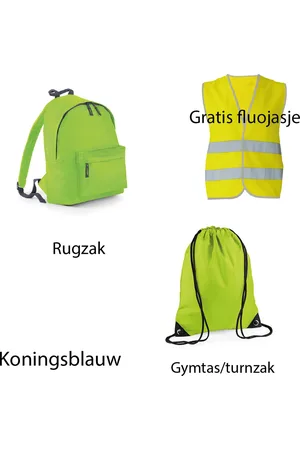BagBase Gymtas jongen – turnzak – zwemzak - rugzak jongen – rugzak 12 liter – terug naar school – back to school - kleur limoengroen – schoolgerief jongen - gratis fluohesje – fluojas 7-12j