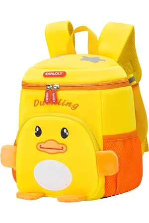 Merkloos Kinderrugzak - Kawaii 3D cartoon dier kleuterschool rugzak met borstband & naamplaatje, neopreen waterdichte kindertas, gele eenden rugzak kinderen