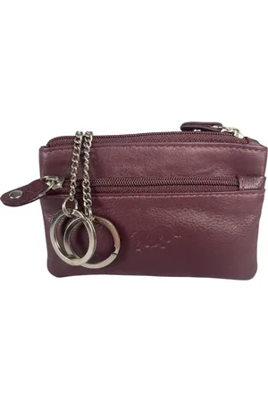 ARRIGO BELLO Mini Portemonnee – Bordeaux Rood - Soepel Leer - Sleuteletui met rits – Portemonnee Dames Klein