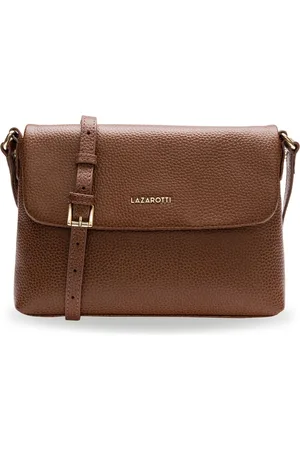 Lazarotti Leren Schoudertas Bologna Leather Flap Crossbody Bag Bruine