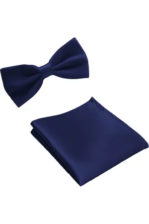 Merkloos Vlinderstrik - inclusief - pochette - Marine blauw - - strik - strikje - vlinderdas - pochet - heren