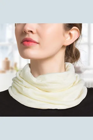 Merkloos Wollen warme hoofddoek dames effen kleur sjaal dubbele laag herfst en winter veelzijdige gebreide halskraag kleine sjaal (32x19cm)