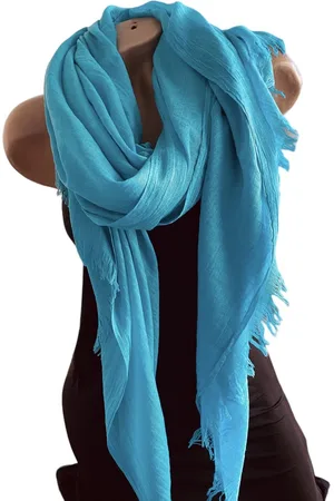 Merkloos Sjaal effen van viscose 195/105cm 50# Blue