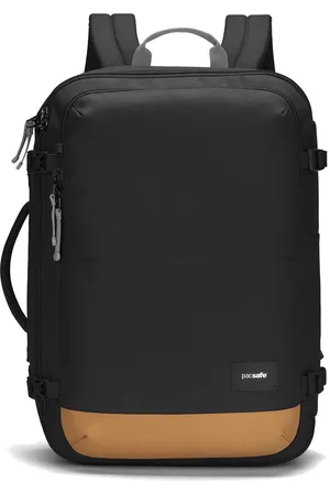 Pacsafe GO Carry-on Backpack - 34 L - Schoudertas - Geschikt als Handbagage - Waterafstotend - Op 2 Manieren te Gebruiken - RFID-blokkerend - Anti-diefstal - Gerecycled Polyester - Turn & Lock Security Hooks - Koffer - Zwart