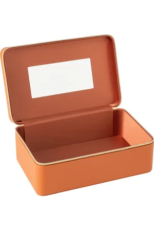 J-line Cosmetica Doos Rechthoek+spiegel Kunstleder Cognac - 30x19x12cm