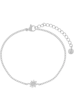 essentialistics Armband gevlamd zonnetje - Volwassenen - Zilverkleur - Stainless steel (verkleurt niet) - Verlengkettinkje