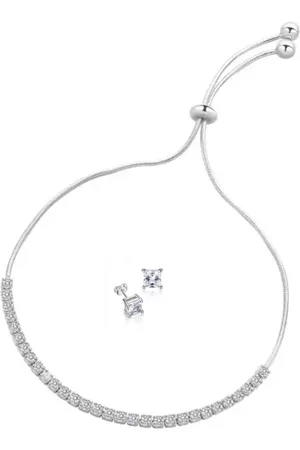 ASTRADAVI S925 Sterling Zilveren Sieraden Set - Sieraden Geschenkset - Zilveren Armband en Zirkonia Stud Oorbellen - Prachtig Tennisarmband design met Zirkonia