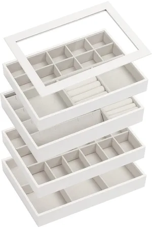 Merkloos Stapelbaar sieradendoosje, voor het bewaren van sieraden, voor dames, juwelendoosje