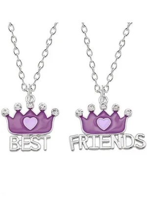Zoëies Zoeies bff ketting 2-delig met paarse kroon