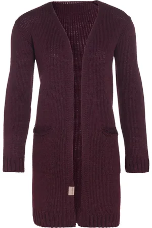 Knit Factory Ruby Gebreid Vest - Gebreide dames cardigan - Middellang vest reikend tot boven de knie - Paars damesvest gemaakt uit 10% wol, 5% Alpaca, 10% viscose en 75% acryl - 36/38 - Met steekzakken