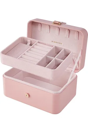 Merkloos Reissieradendoos Klein 2-laags Sieradenopslag Draagbaar Sieradenreisetui - Grotere accessoires - 11x16x8cm - Cadeau-idee - Pastelroze JBC166R01