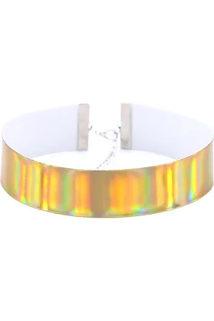 KIMU Choker Iridescent - Holografische Ketting Halsband Collar PVC - Sexy Gouden Nekband Halsbandje Halsketting Y2K 90