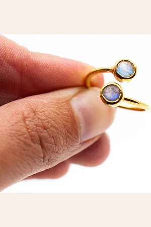 Spiru Edelsteen Ring Labradoriet – 925 Zilver & Verguld