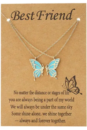 Bixorp Friends BFF Ketting voor 2 met Vlinders - - Cadeau voor Haar / Dames / Vriendin / Mama / Vrouwen- Best Friends voor Twee