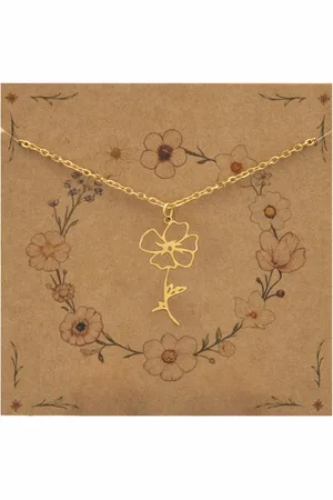 Bixorp Geboortebloem Ketting Augustus / Klaproos - Goudkleurig Roestvrij Staal - Bloem Cadeau voor Dames & Meisjes