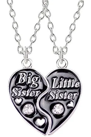 Kasey Vriendschapsketting - Zussen Sieraad - Zussen ketting - Zwart Hart met steentje - Big Sister / Little Sister