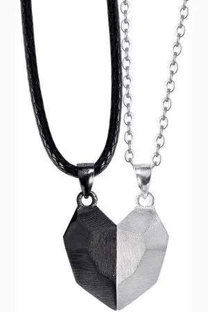 Kasey Hartjes Ketting - Magnetisch - Vriendschap Cadeau - Vriendschapsketting Voor 2 - BFF Ketting Voor 2 - Koppel Ketting - Koppel Cadeau - /Zwart