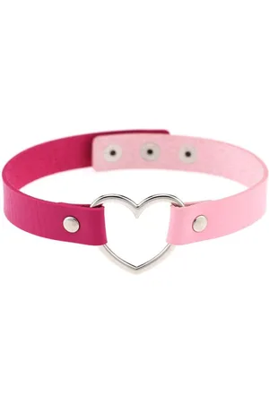 KIMU Choker Two-Tone Hartje - Pu Leer Collar Ketting Hart Halsband Festival