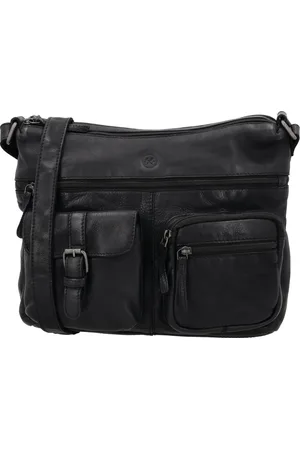 Hide & Stitches Paint Rock Crossbody Schoudertas met Handige Ritsvakken - - 100% Leer