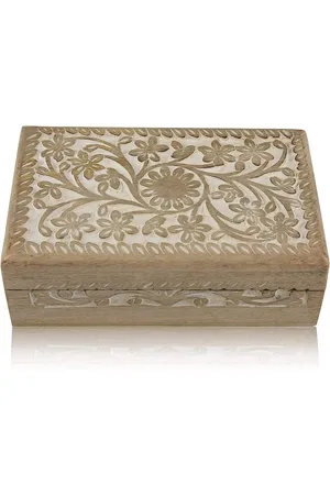 Merkloos Decoratieve handgemaakte houten sieradendoos - schatkist organizer - Keepsake Box - snuisterijhouder - Lock Box - Watch Box - 8 x 5 Inch - grote verjaardag cadeau ideeën