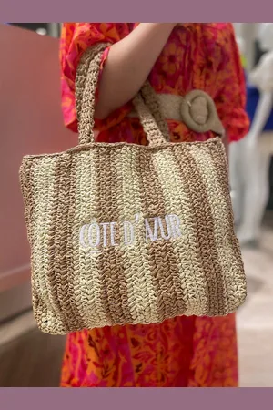 Olivia & Kate Strandtas- shopper- beige /taupe- 100% gemaakt van papyrusplant