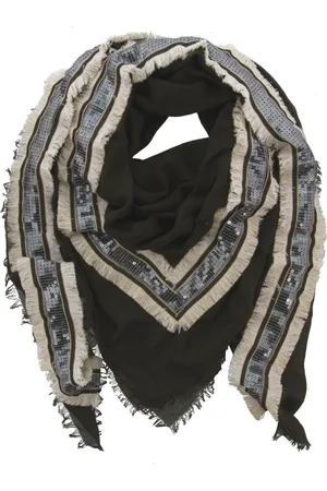 DIelay Sjaal met Kwastjes/Flosjes en Pailletten - Katoen en Viscose - 140x140cm -