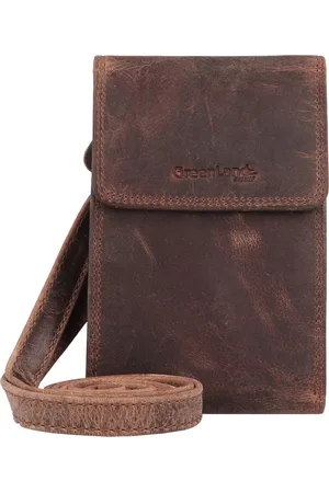 Greenland Leren Portemonnee Schoudertas Montana Wallet RFID Bruine
