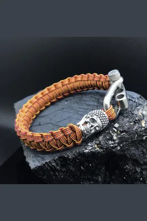 Behave Paracord Armband met 925 Zilveren 3D Skull / Buddha Bedel (Spacer) van 12 gram Zilver, Stainless Steel (RVS) slot verstelbaar in 3 maten .
