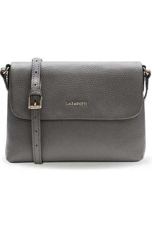 Lazarotti Leren Schoudertas Bologna Leather Flap Crossbody Bag Grijs