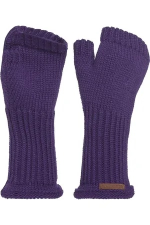 Knit Factory Cleo Gebreide Dames Vingerloze Handschoenen - Handschoenen voor in de herfst & winter - Paarse handschoenen - Polswarmers - - One Size