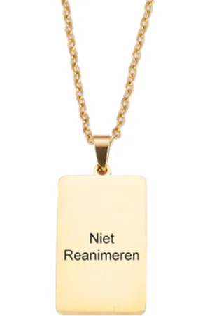 Amodi Gegraveerde Niet Reanimeren Ketting - Niet Reanimeren Penning - Do Not Resuscitate - Gegraveerd - Rechthoek - Roestvrij Staal - RVS