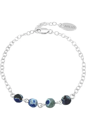 ARLIZI 2235 Armband blauw vuuragaat kralen - sterling - 20 cm