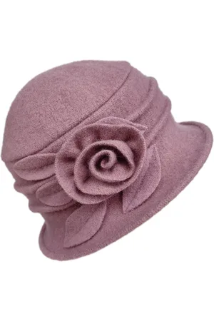 Merkloos Warme wintermutsen voor dames - retro wollen mutsen - winter wollen mutsen voor dames met bloemendecoraties - elegante hoeden van topkwaliteit