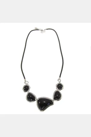 Behave Ketting van imitatieleer met stenen