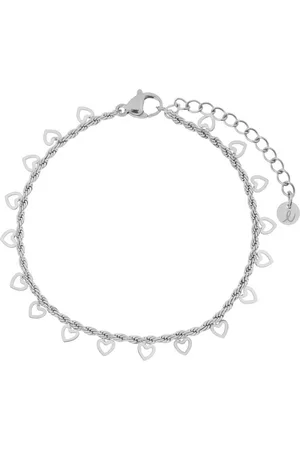 essentialistics Armband met veel open hartjes - Volwassenen - Zilverkleur - Stainless steel (verkleurt niet) - Verlengkettinkje