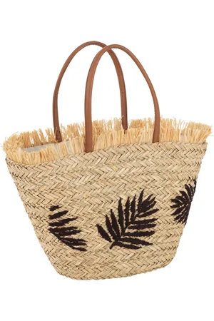 J-line Strandtas Blad Jute /donker Bruin - 48x22x55cm