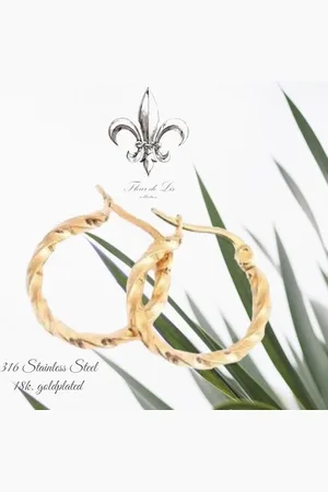 Fashion Jewelry Fleur de Lis - Klassieke oorbellen / oorringen - 20 mm - fantasie gedraaid - 18k. verguld stainless steel (RVS) - Volwassenen Jeugd Kinderen - Unisex - Casual Feest Bruiloft Gala
