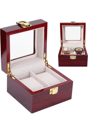 Merkloos Horlogebox voor 2 horloges - houten horlogekast met afneembare kussens - elegante horlogeopberger
