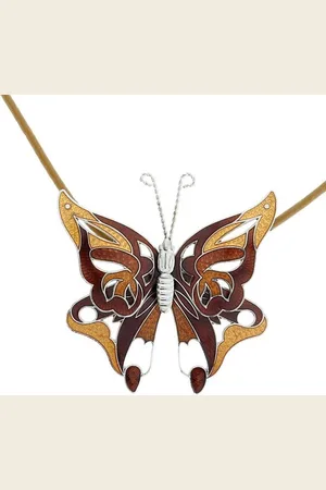 Behave Ketting - Dames - Emaille Vlinder - - 42 cm (+ 6 cm verlengketting)