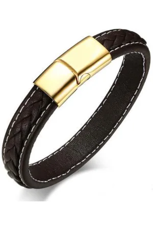 Jonline Schitterende Leren Armband Sluiting Goud | Damesarmband | Herenarmband