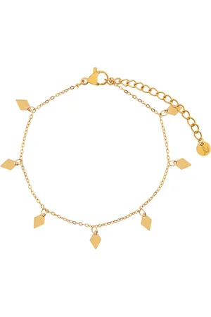 essentialistics Armband met een boel ruitjes - Volwassenen - Goudkleur - Stainless steel (verkleurt niet) - Verlengkettinkje