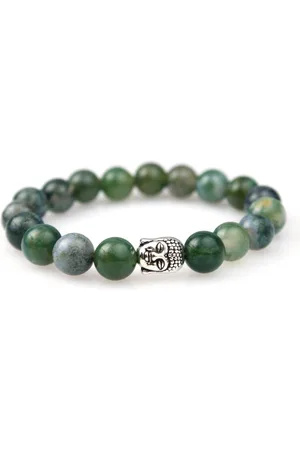 Lazy Cat Natuursteen Armband - Mosagaat - Kralenarmband - Boeddha
