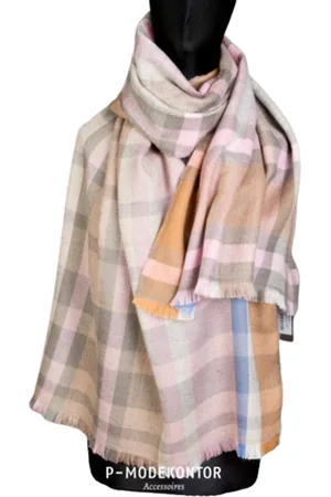 P-Modekontor Winter Sjaal Dames Sjaal Roze-Beige Geruit